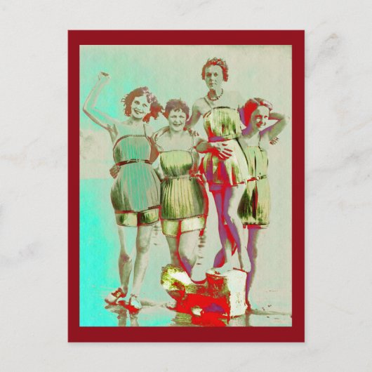 レトロガールズデイアットビーチ ポストカード (正面)