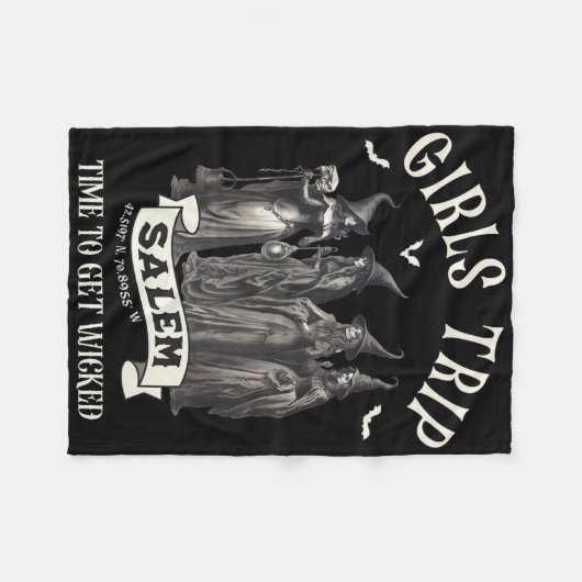 レトロガールズトリップサレム1692恋しく思彼らは1つの魔女 フリースブランケット (正面(横))