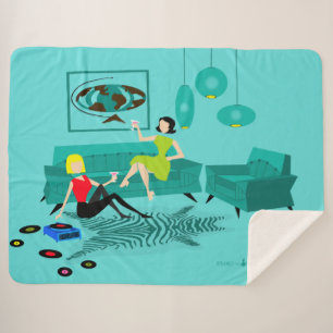 レトロガールズナイトインシェルパブランケット シェルパブランケット