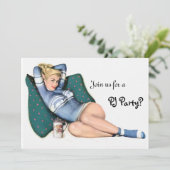 レトロガールズナイトインスリーパーバースランバーPJパーティー 招待状 (スタンド正面)