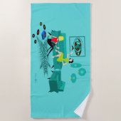 レトロガールズナイトインビーチタオル ビーチタオル (正面)