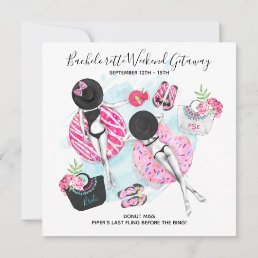 レトロガールズバチェロレッテビーチ週末 招待状 (正面)