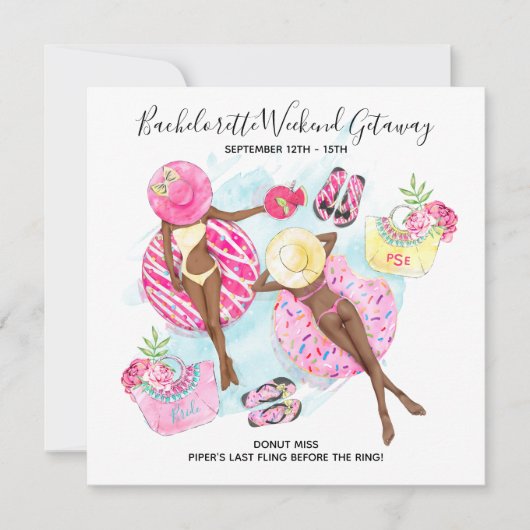 レトロガールズバチェロレッテビーチ週末 招待状 (正面)