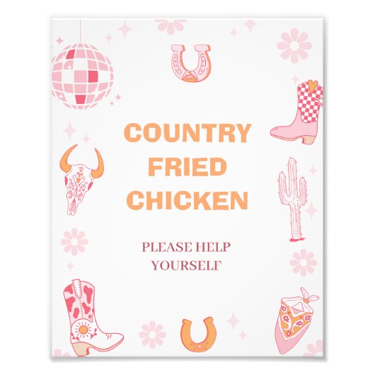 レトロガールズファーストRodeo 1st誕生日パーティーサイン フォトプリント (正面)