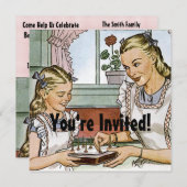 レトロガールズ誕生日 招待状 (正面/裏面)