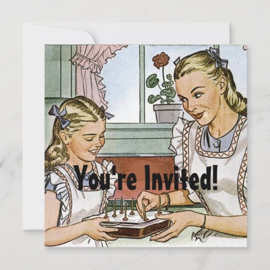 レトロガールズ誕生日 招待状 (正面)