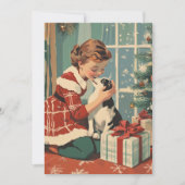 レトロガールドッグCHristmasツリービンテージクリスマス シーズンカード (正面)