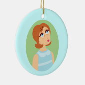 レトロガールブルー セラミックオーナメント (右)
