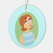 レトロガールブルー セラミックオーナメント (左)