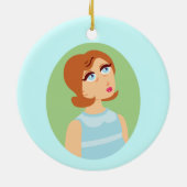 レトロガールブルー セラミックオーナメント (裏面)