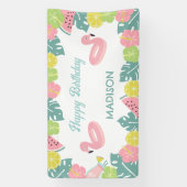 レトロガールプールパーティーバナー 横断幕 (縦)