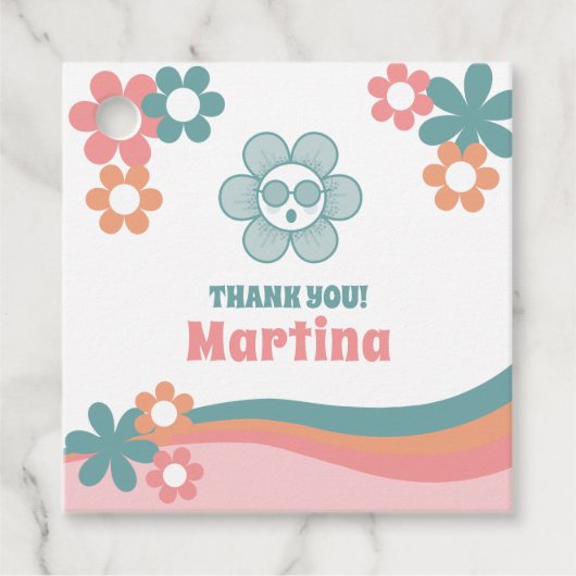 レトロガール誕生日メッセージカード フェイバータグ (正面)