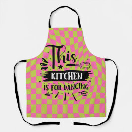 レトロキおもしろいッチンことわざピンクグリーン エプロン