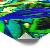 レトロキウイライム、抽象芸術グリーンティール（緑がかった色）トロピカルリリー ポスター (角)