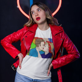 レトロキスをするカップル1950年のアーポップ・アートのト Tシャツ