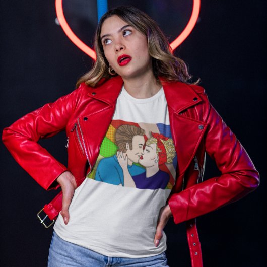 レトロキスをするカップル1950年のアーポップ・アートのト Tシャツ
