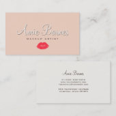 レトロキスをするリップメイクアップアーティストコスメトロジピーチ 名刺 (正面/裏面)