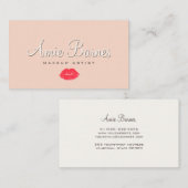 レトロキスをするリップメイクアップアーティストコスメトロジピーチ 名刺 (正面/裏面)