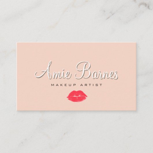 レトロキスをするリップメイクアップアーティストコスメトロジピーチ 名刺 (正面)