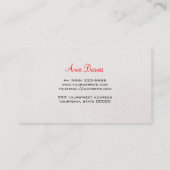 レトロキスをするリップメイクアップアーティストシメリーホワイト 名刺 (裏面)