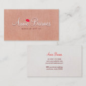 レトロキスをするリップメイクアップアーティストピーチリネンルック 名刺 (正面/裏面)