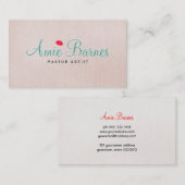 レトロキスをするリップメイクアップアーティストベージュリネンルック 名刺 (正面/裏面)