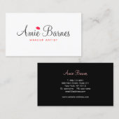 レトロキスをするリップメイクアップアーティストホワイト美しい 名刺 (正面/裏面)