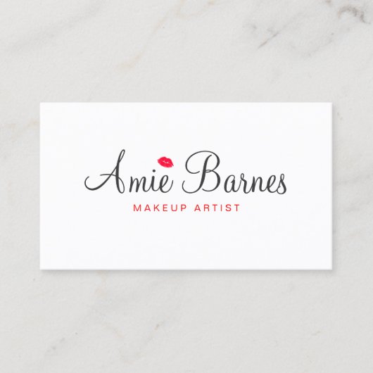 レトロキスをするリップメイクアップアーティストホワイト美しい 名刺 (正面)