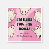 レトロキッズガールハロウィンバースデーパーティー スタンダードカクテルナプキン (正面)