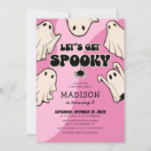 レトロキッズガールハローウィンパーティ 招待状 (正面)