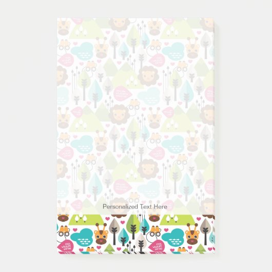 レトロキッズサファリオン野生動物 ポストイット (正面)