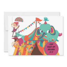 レトロキッズサーカス誕生日招待状