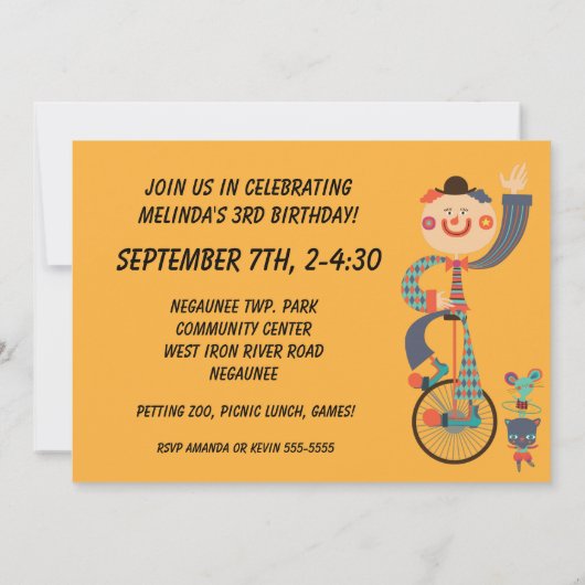 レトロキッズサーカス誕生日招待状 招待状 (裏面)