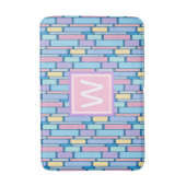 レトロキッズジオメトカラフルリカルモノグラム バスマット (正面縦)