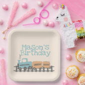 レトロキッズトレイン1st誕生日パーティー ペーパープレート (パーティー)