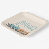 レトロキッズトレイン1st誕生日パーティー ペーパープレート (傾斜あり)