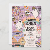 レトロキッズハロウィン3歳の誕生日パーティー 招待状 (正面)