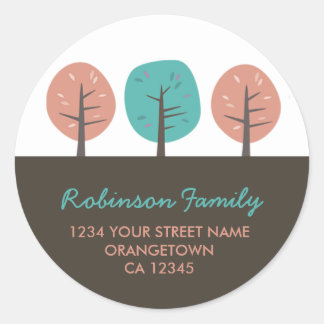 レトロキッチツリー差出人住所シール ラウンドシール