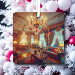 レトロキッチュレトロクリスマスパーソナライズされた メタルオーナメント