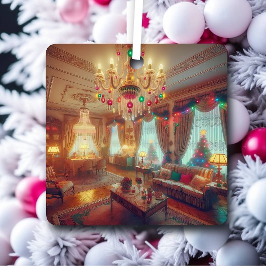 レトロキッチュレトロクリスマスパーソナライズされた メタルオーナメント