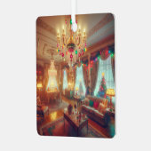 レトロキッチュレトロクリスマスパーソナライズされた メタルオーナメント (正面左)