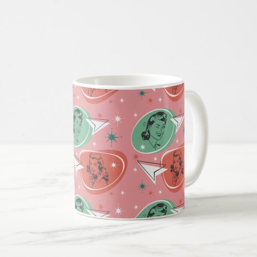 レトロキッチュ女性マグカップ コーヒーマグカップ (正面右)
