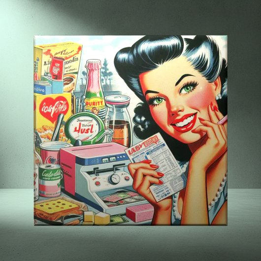 レトロキッチュ美しいヴィンテージガール タイル