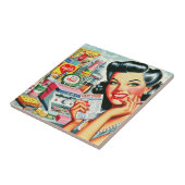 レトロキッチュ美しいヴィンテージガール タイル (側面)