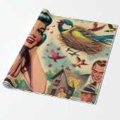 レトロキッチュ1950sガールイラストレーション ラッピングペーパー (アンロールド)