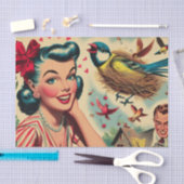 レトロキッチュ1950sガールイラストレーション 薄葉紙 (クラフト)