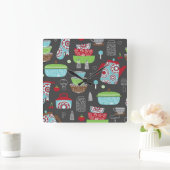 レトロキッチンをテーマにした壁時計 スクエア壁時計 (ホーム)