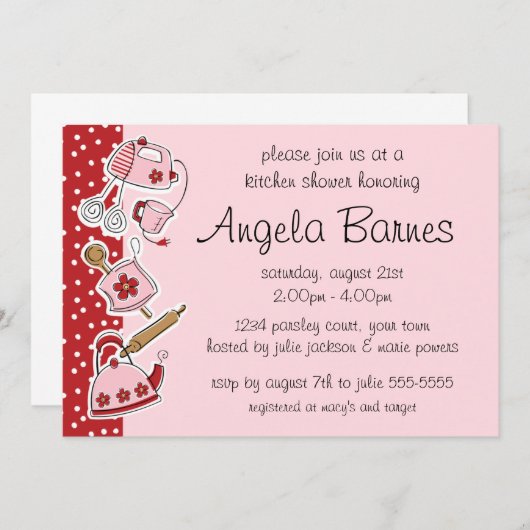 レトロキッチンウェディングシャワー招待状 招待状 (正面/裏面)