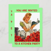 レトロキッチンエコンホームカニングパーティの招待状 招待状 (正面/裏面)