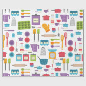 レトロキッチンシェフ調理師ベーキング ラッピングペーパー (フラット)